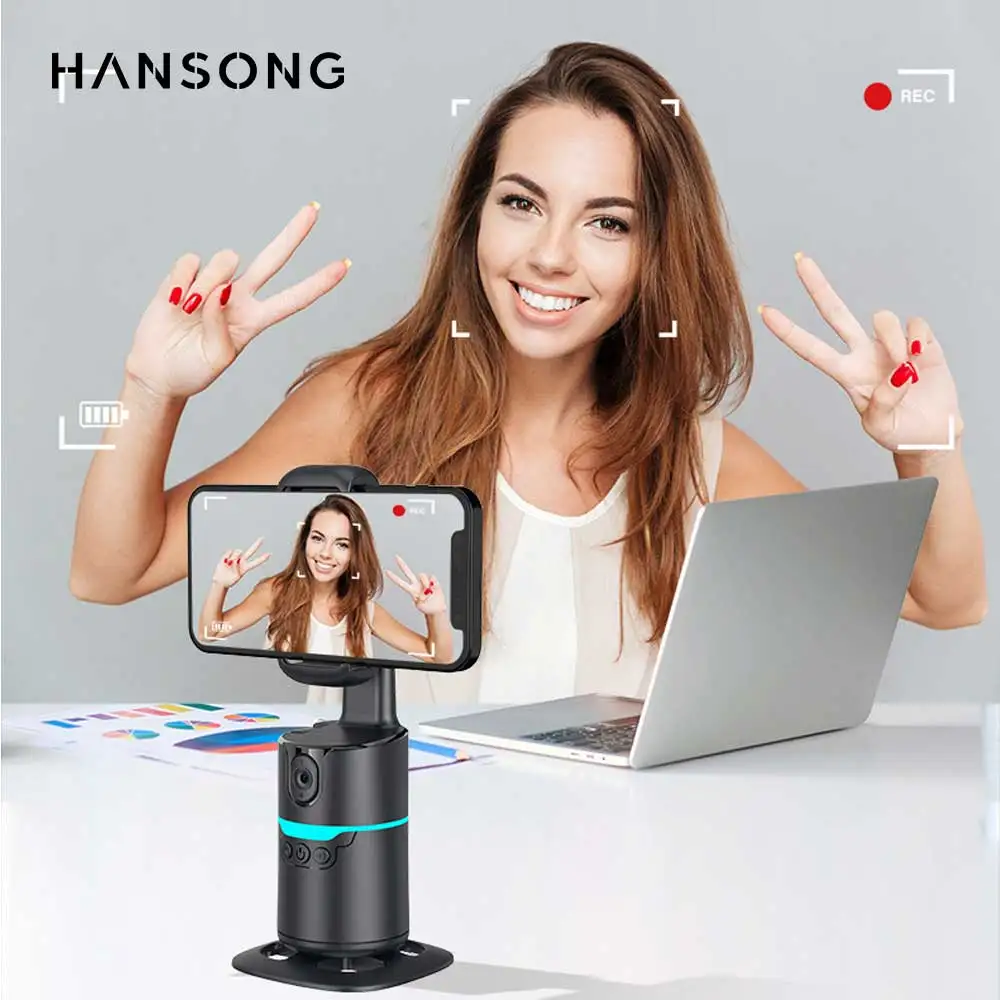 

360 ° Автоматический стабилизатор-гимбал с функцией отслеживания лица, AI-трипод для селфи, держатель для телефона с пультом ДУ и подсветкой для видеоблогов и прямых трансляций