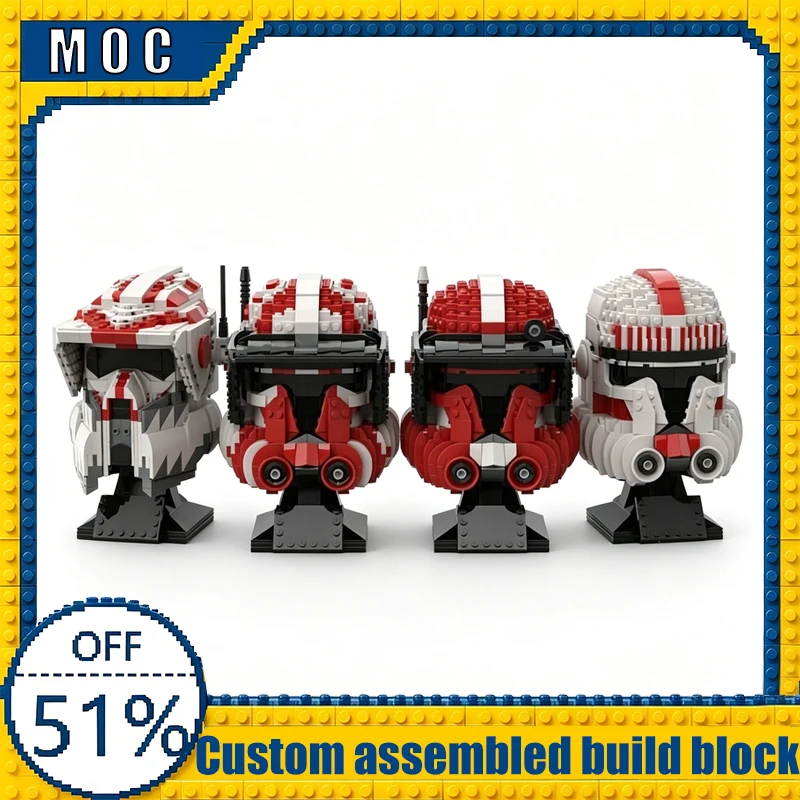 

3785PCS Technology Guard Helmet Pack 4 helmets War Helmet Collection MOC Model Building Blocks Assembly Toy Birthday Gift Adults