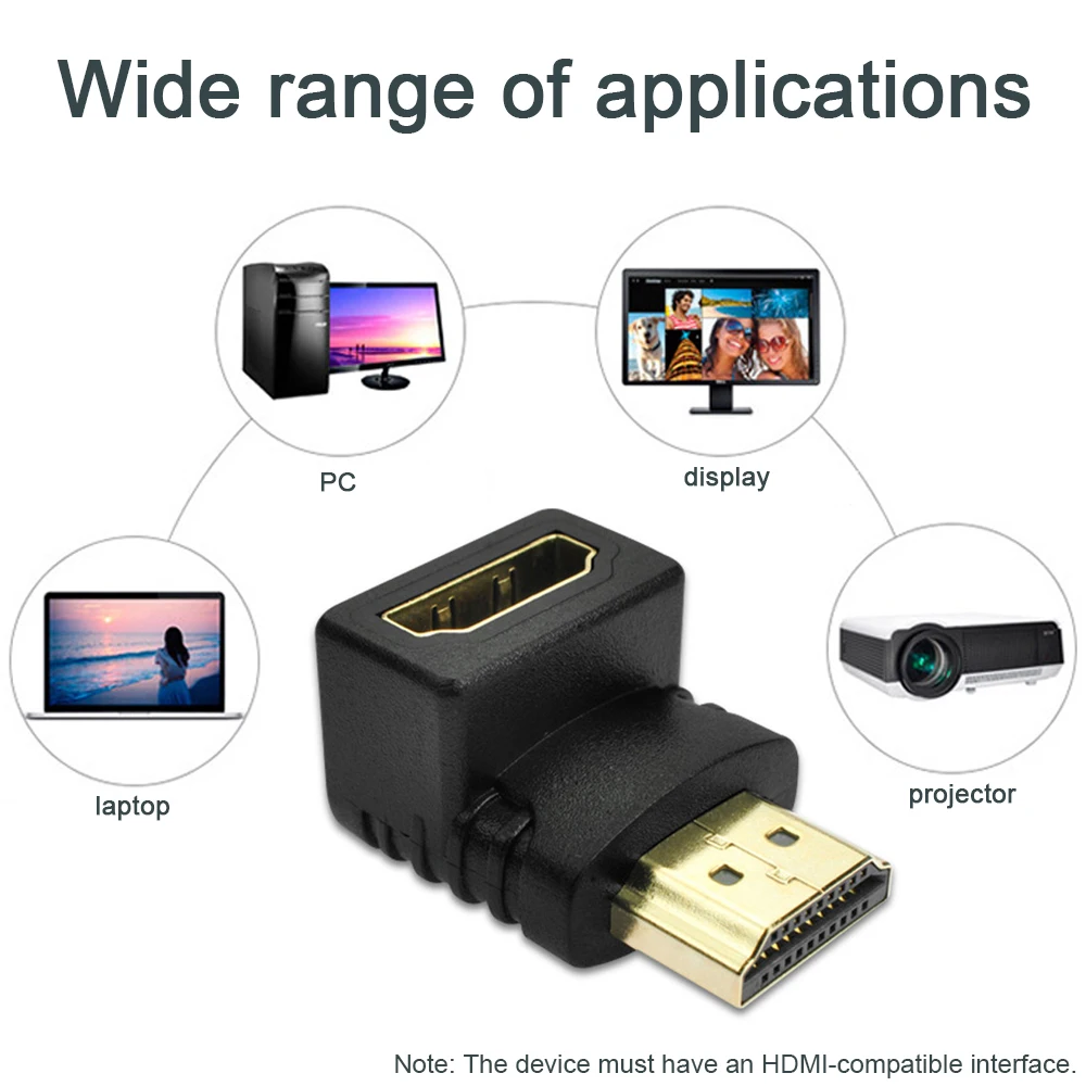 HDMI-Compatible Adapter 90 270 Degree Right Angle Male to Female Converter 4K HD Connector Mini / Micro HDMI-Compatible Extender