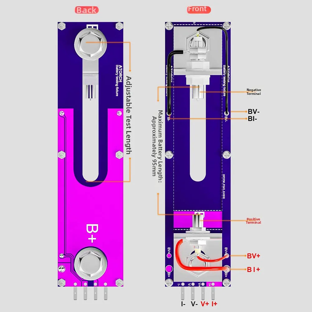 20A 4 wire battery test stand fixture for use with DL24 CL24 DL24EW BW150 DLB 600W series loads and many cell sizes