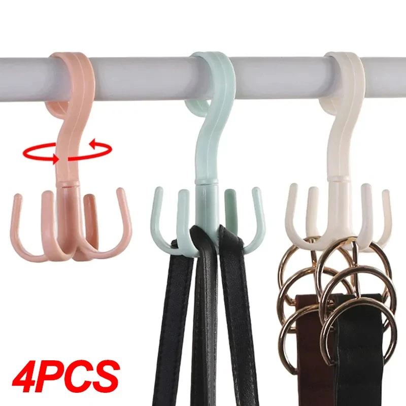 1/2/4Pcs 306° Rotating Hanger Hooks Space Saving Wardrobe Organizer Clothes Rack Bag Shoes Scarf Hanger Closet Hanging Holder