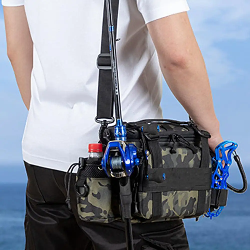 Useful Fishing Lure Bag Adjustable Lure Waist Bag Hangable Rod Winter Outdoor Lure Waist Fishing Bag Multifunctional