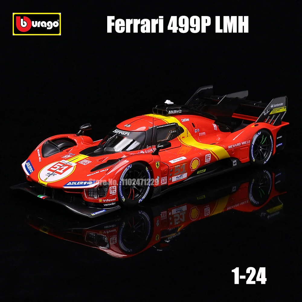 Bburago 1:24  Ferrari 499P LMH FORMULA RACING 488 250GTO FXXK 458 Alloy Luxury Vehicle Diecast Cars Model Toy Collection Gift