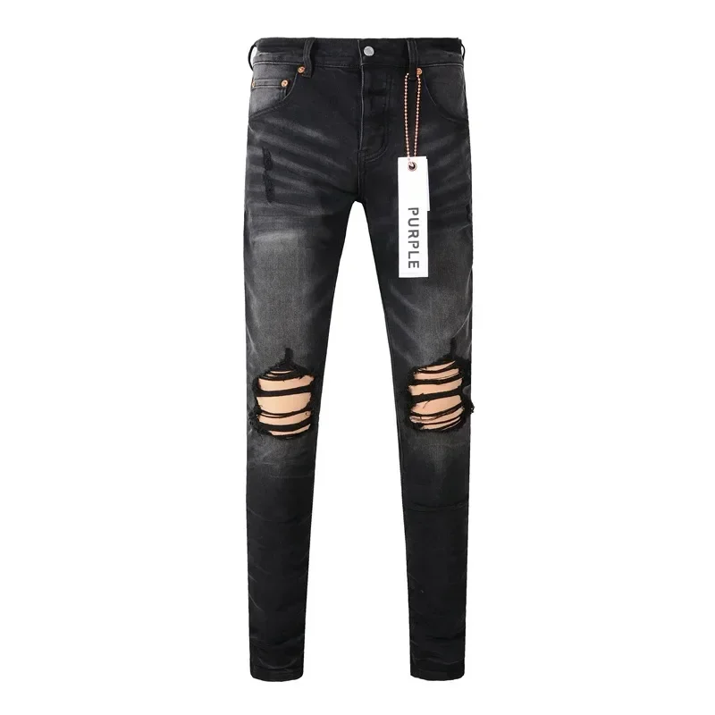 

Purple brand jeans Fashion high quality high street, black hole repair, low-rise tight jeans, size 28-40 pants