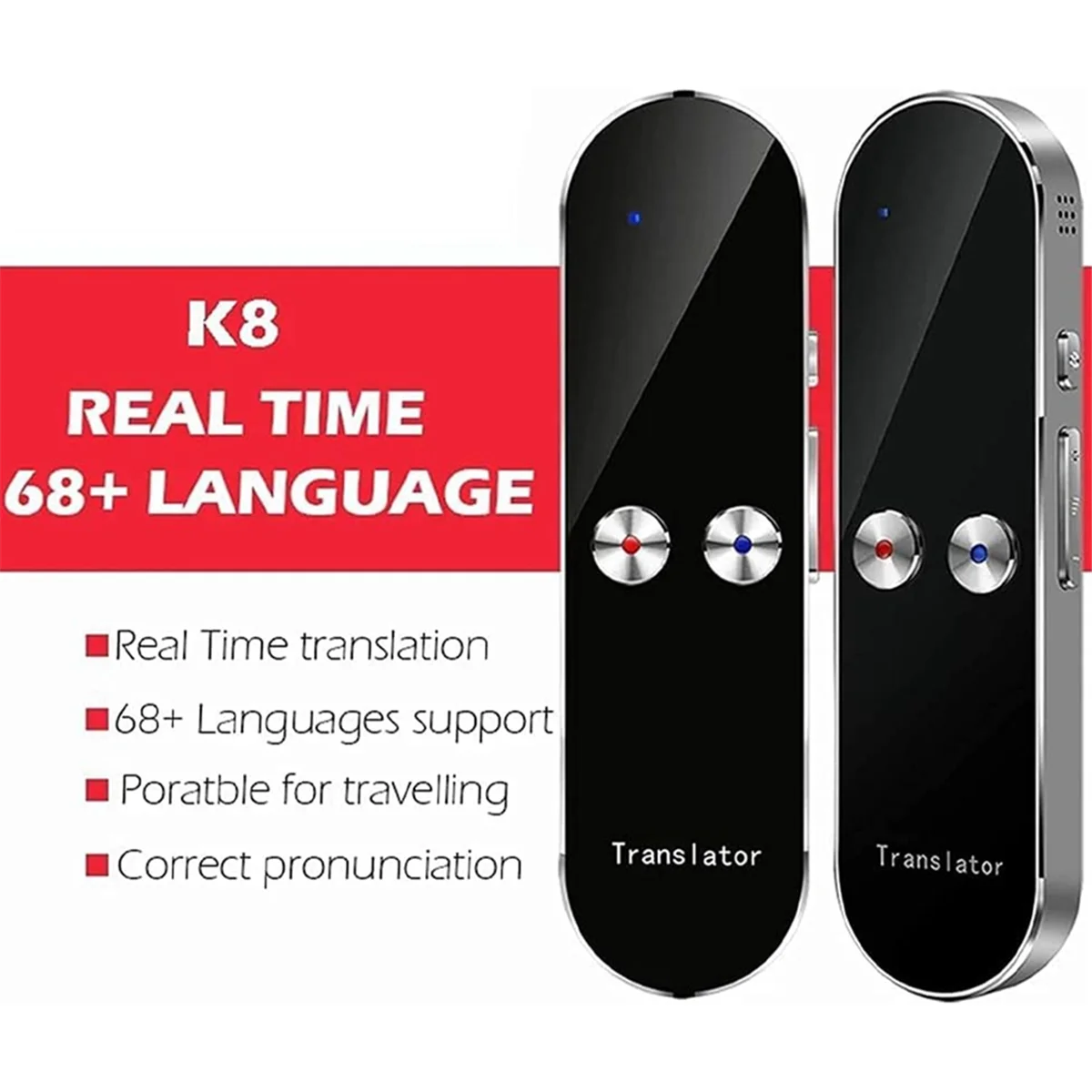 Portable Language Intelligent Translator, 68 Languages Intelligent Two-Way Real-Time Voice Translator