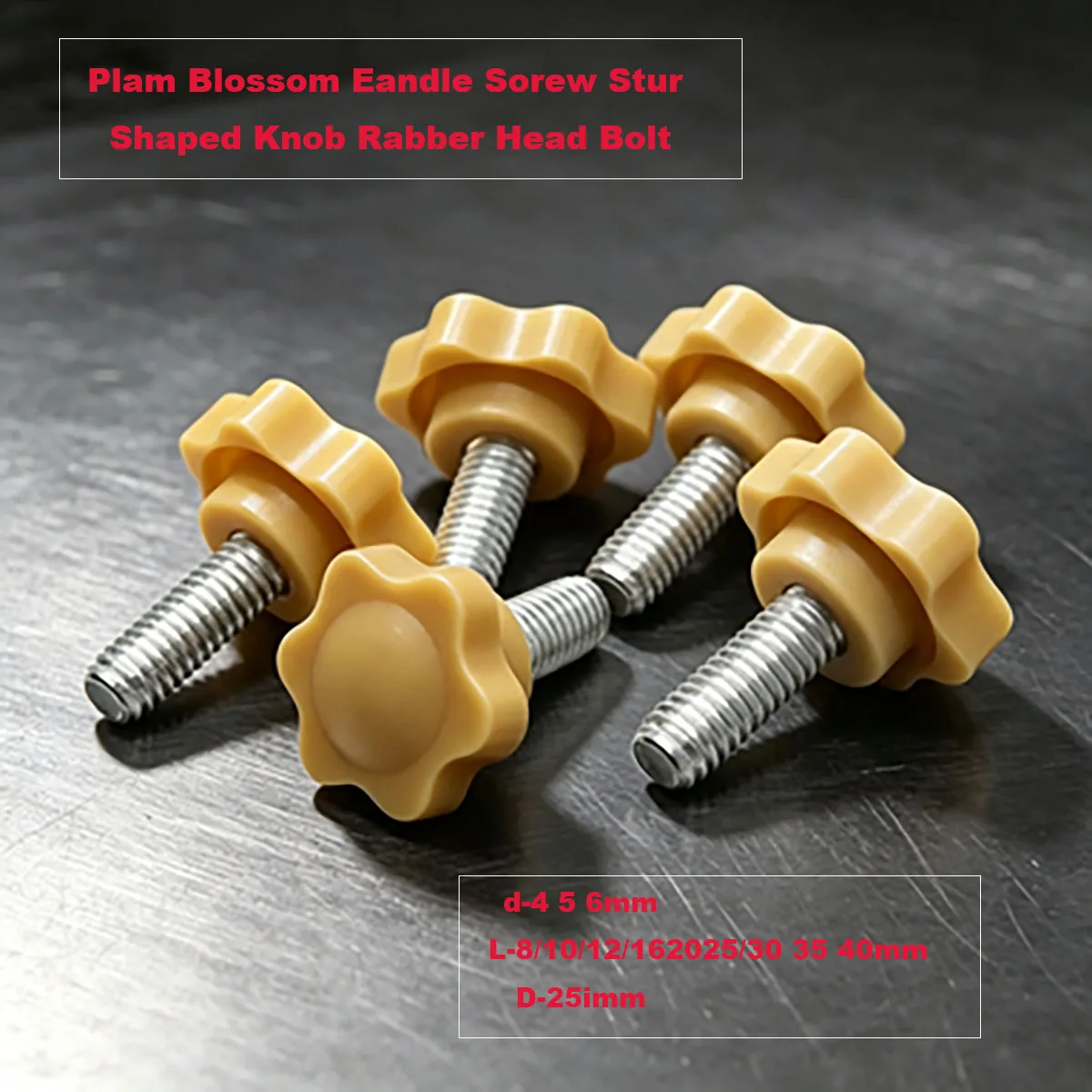 Plum Blossom Handle Screw Star Shaped Knob Rubber Head Bolt M4M5M6 Plastic Hand Screw