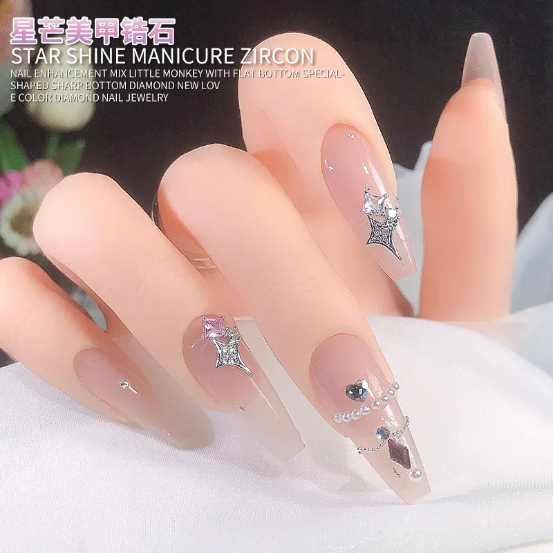 3PCS Luxury Sparkle 3D Asterism Starlight Shinestar Pink Purple Zircon Nail Art Rhinestones Decorations Gems Manicure Ornaments