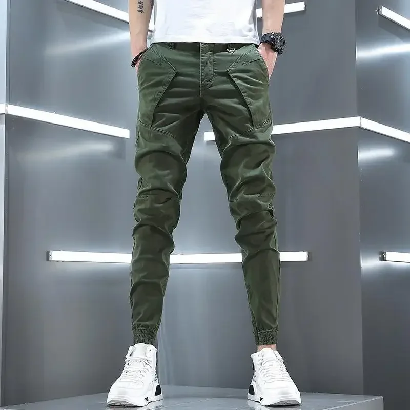 Stretch Slim Men's Cargo Pants Skinny Male Trousers Cotton Y2k Vintage Luxury Fashion Harajuku Korean Style Techwear Cheap Baggy