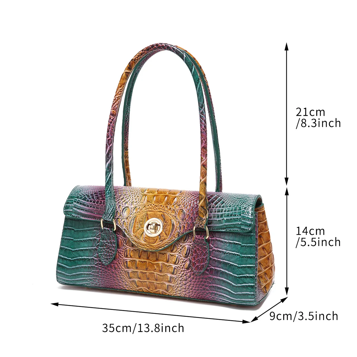 Lady Crocodile pattern Armpit Design Luxury Tote Released Fashion Ladies Handbag Under Crescent Small Square Bag