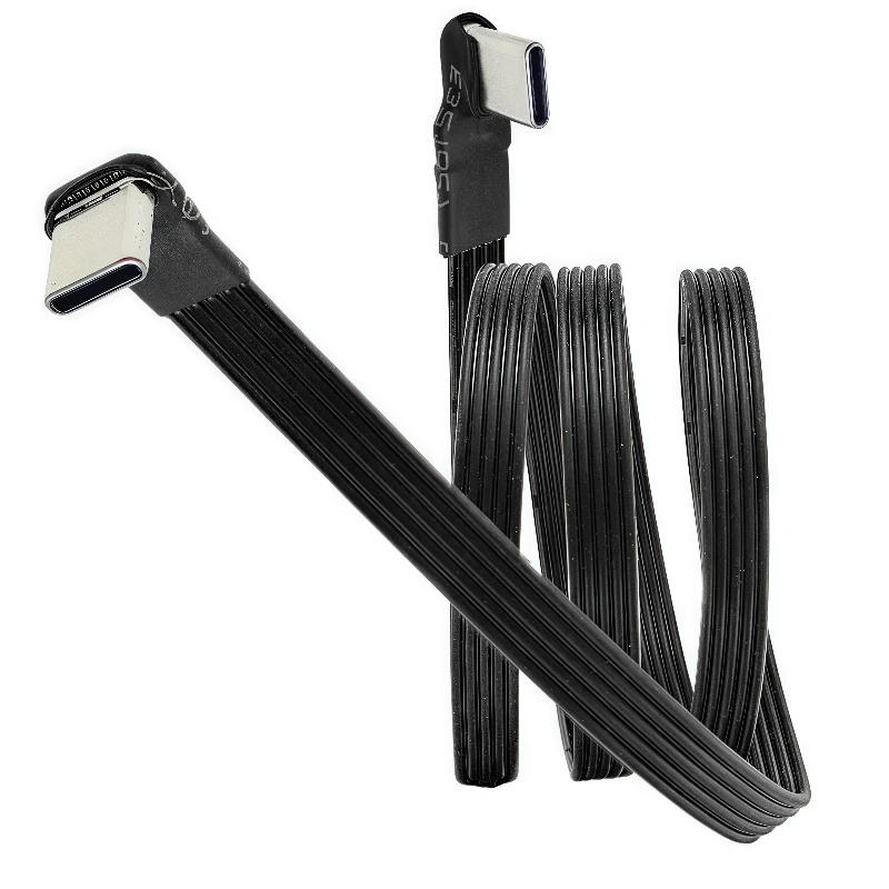 Type C Flat Fast Charging Cord Type-C Male To Male Extension Wire USB-C Mobile Phone Data Power Cable Bend Double-sided Wire