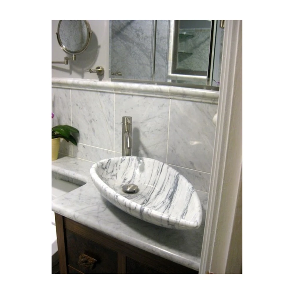 Luxury Design Various Teardrop-Shape Carrara Marble Vessel Sink Stone Washbasin