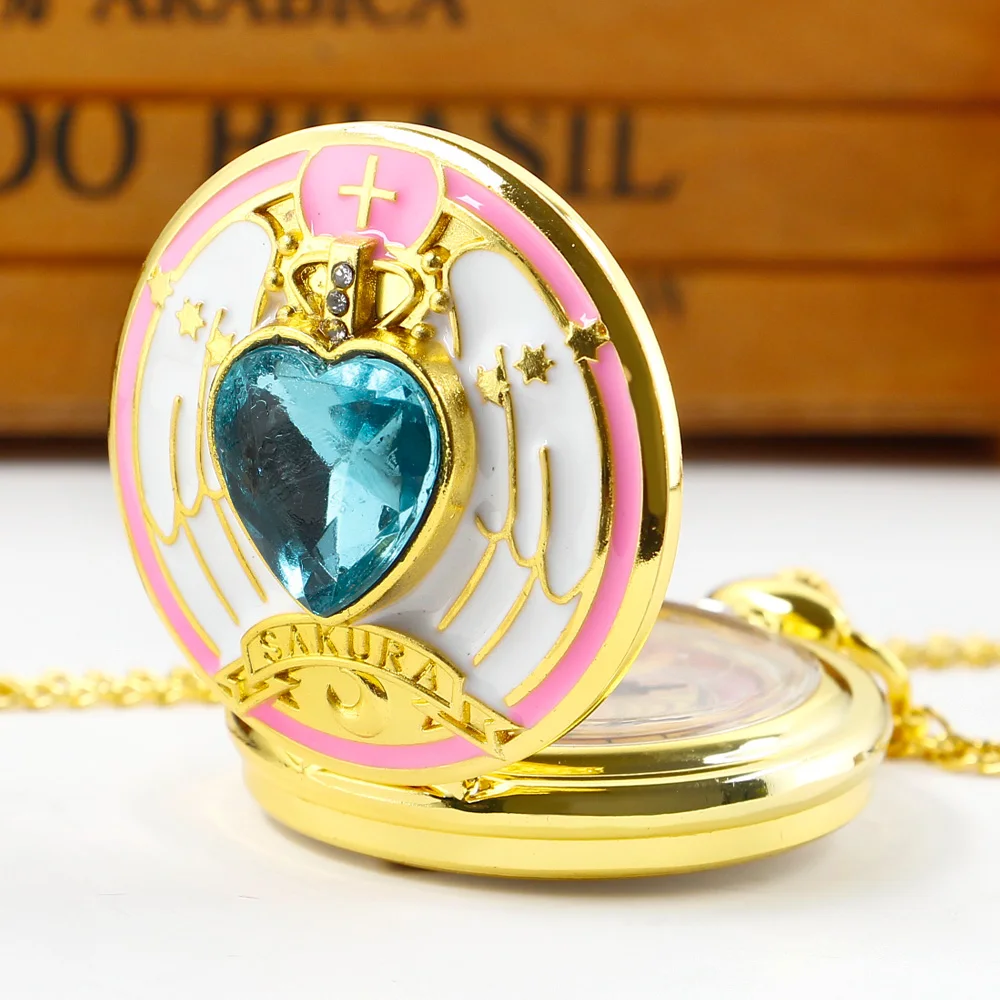 Quartz Movement Pocket Watch Necklace Fashion Cartoon Sakura Girl Pocket Watch Gift Watch Wholesale CF1278