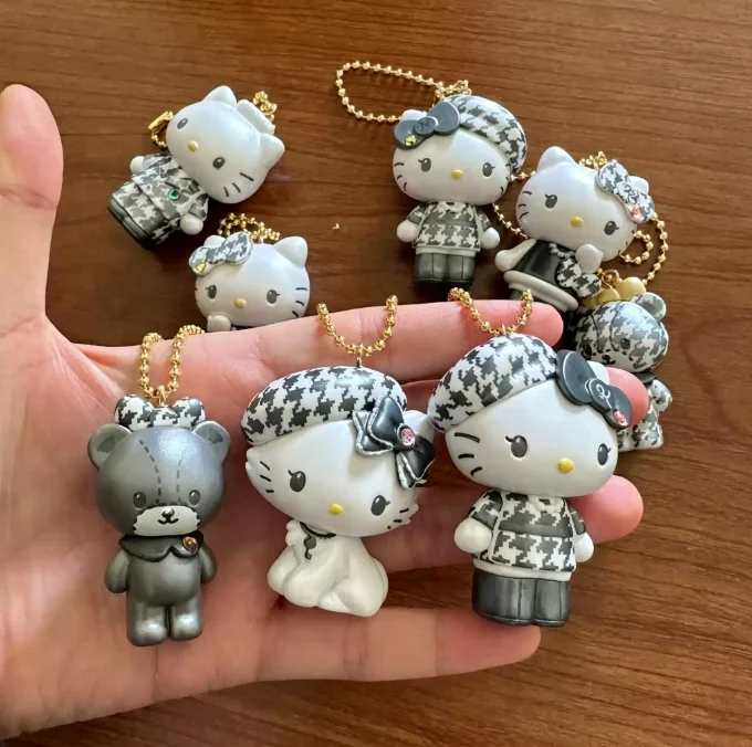 

New In Stock Cute Kt Cat Anniversary Limited Edition Black White Checkered Series Blind Box Toys Figurines And Keychains Gift