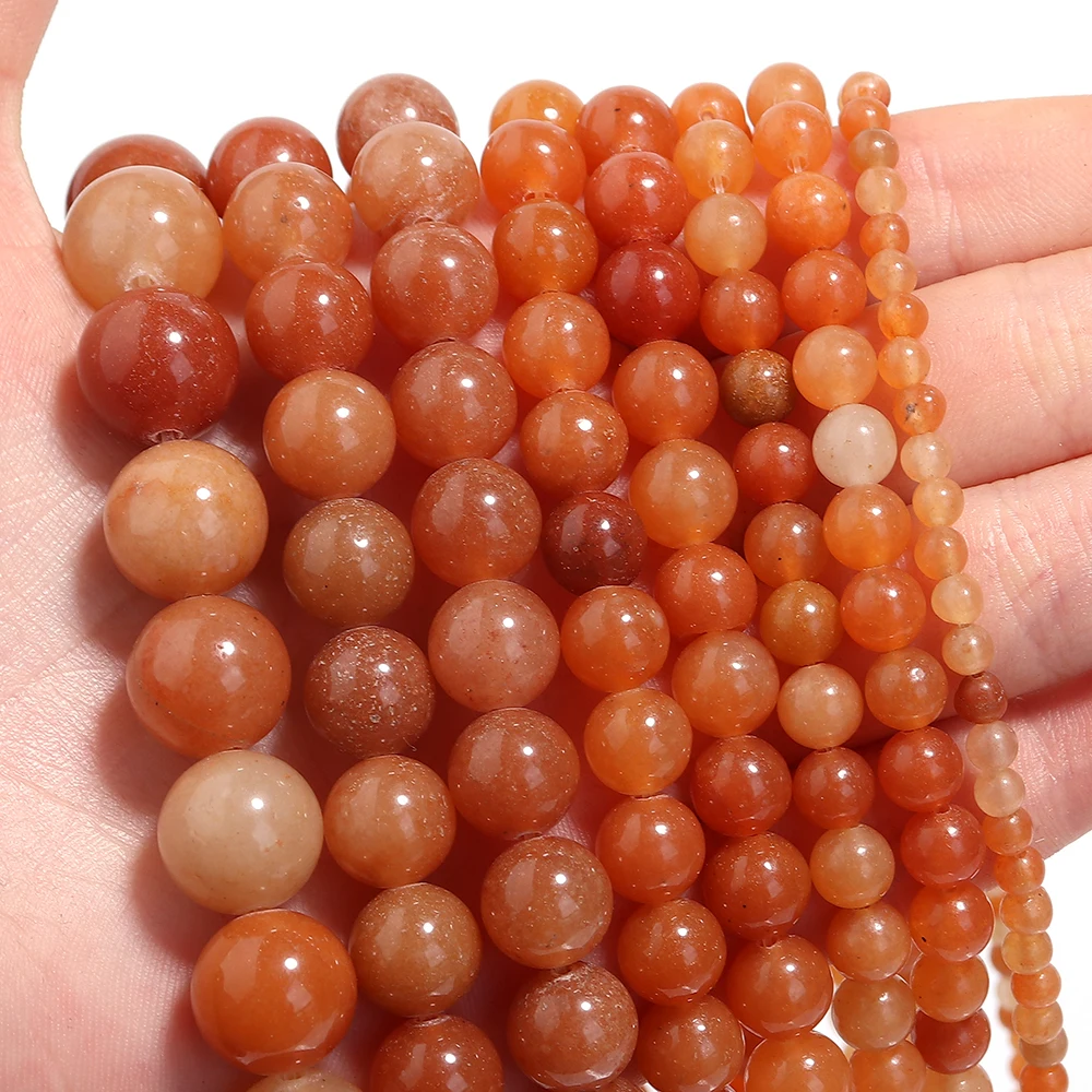 1 Strand Red Aventurine Jade Natural Stone Beads For Jewelry Making Round Loose Spacer Beads DIY Bracelets Necklace Accessories