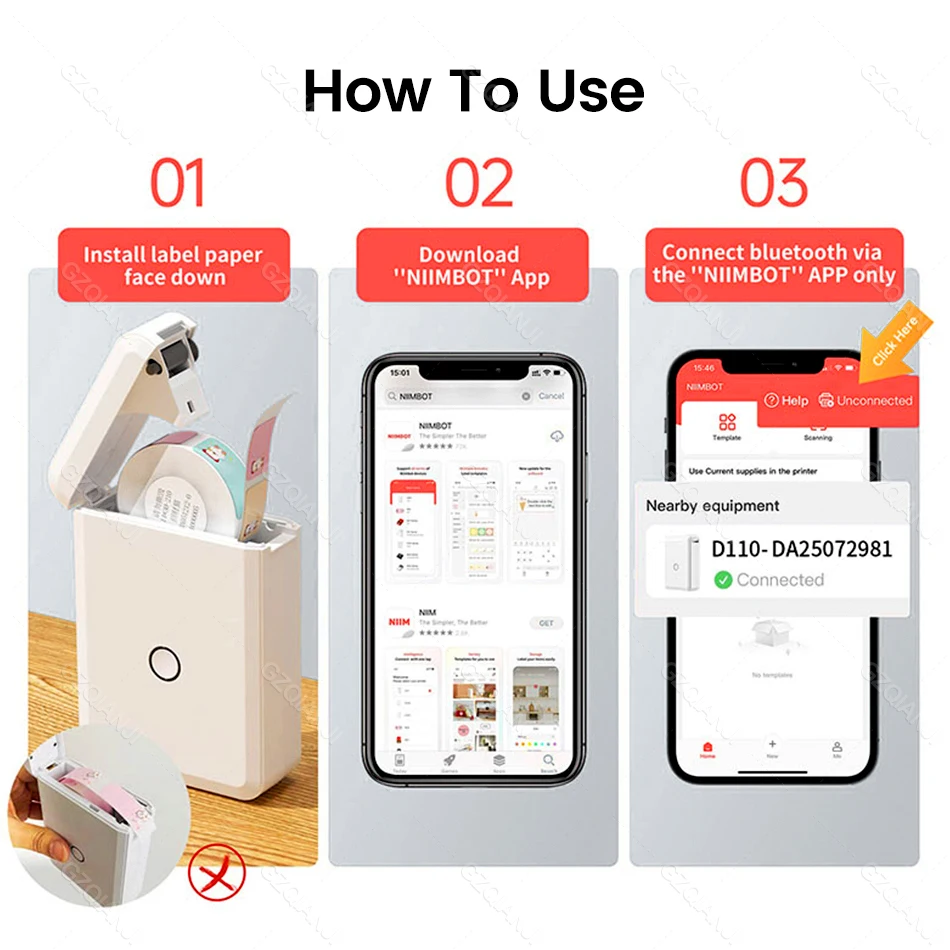 Niimbot D110 Impressora De Etiquetas Sem Fio, Papel Adesivo, Bolso, Impressora De Mão, Preço Térmico, Marcador De Etiqueta, Casa, Uso De Escritório