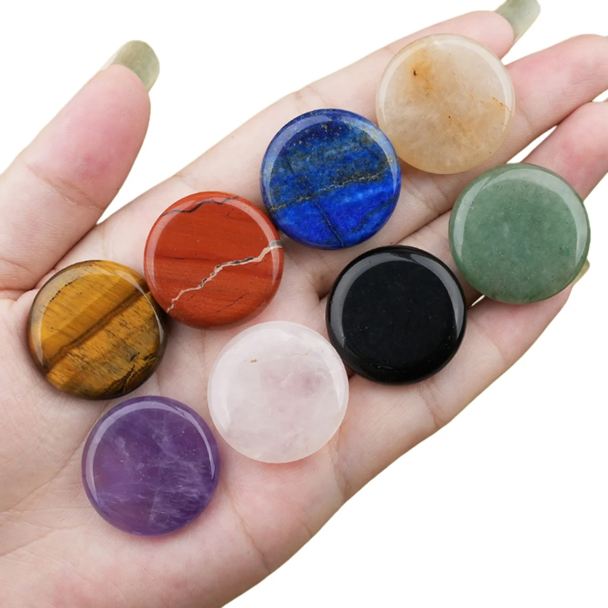 حجر سبج أسود مزدوج الجانب شقة دائرية الأحجار الكريمة القرص 25 مللي متر/30 مللي متر حجر كابوشون الخرز لصنع قلادة قلادة #6