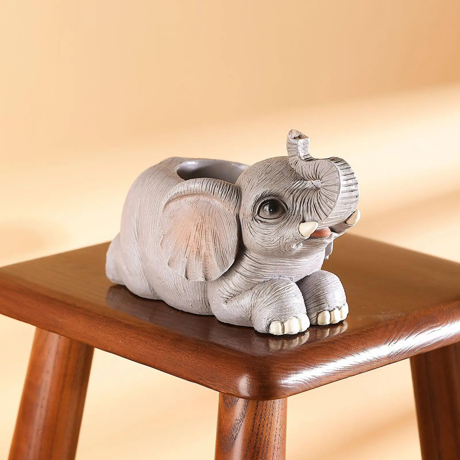 Elephant Shaped Pen Pencil Holder Flower Arrangement Home Decor Statue Sculpture