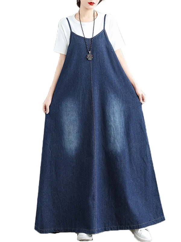 Autêntico solto sentir denim ter dr vintage preguiçoso vaion longo dr feminino solto ajuste a linha dr redondo ne ort sve