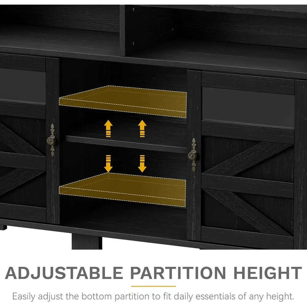 خزانة بوفيه كبيرة للمزرعة مقاس 55 بوصة مع مساحة تخزين، وخزانة جانبية مزدوجة الباب مع رفوف مفتوحة، وطاولة بار قهوة متعددة الأغراض لـ