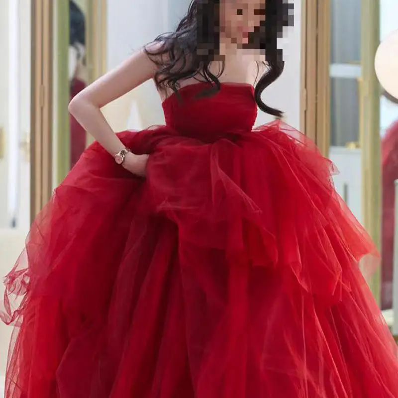 Vestido De novia clásico y Sexy sin tirantes, vestidos De novia rojos Vintage sin mangas para novia, bata De novia sencilla a la moda personalizada