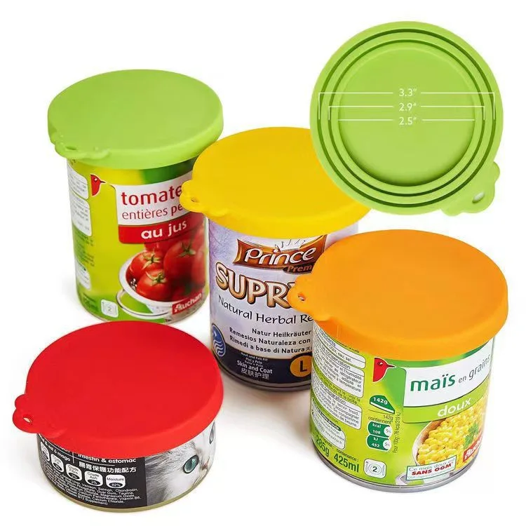 

20205 Silicone World Canned Lid 3 In 1 Reusable Food Storage Keep Fresh Cover Cans Cap Pet Can Box Cover Silicone Can Lid