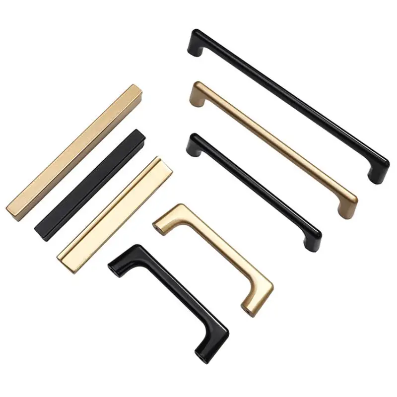 【BA】Matte Gold Black Aluminum Alloy Kitchen Cabinet Handles Drawer Pulls Wardrobe Door Knobs Furniture Hardware