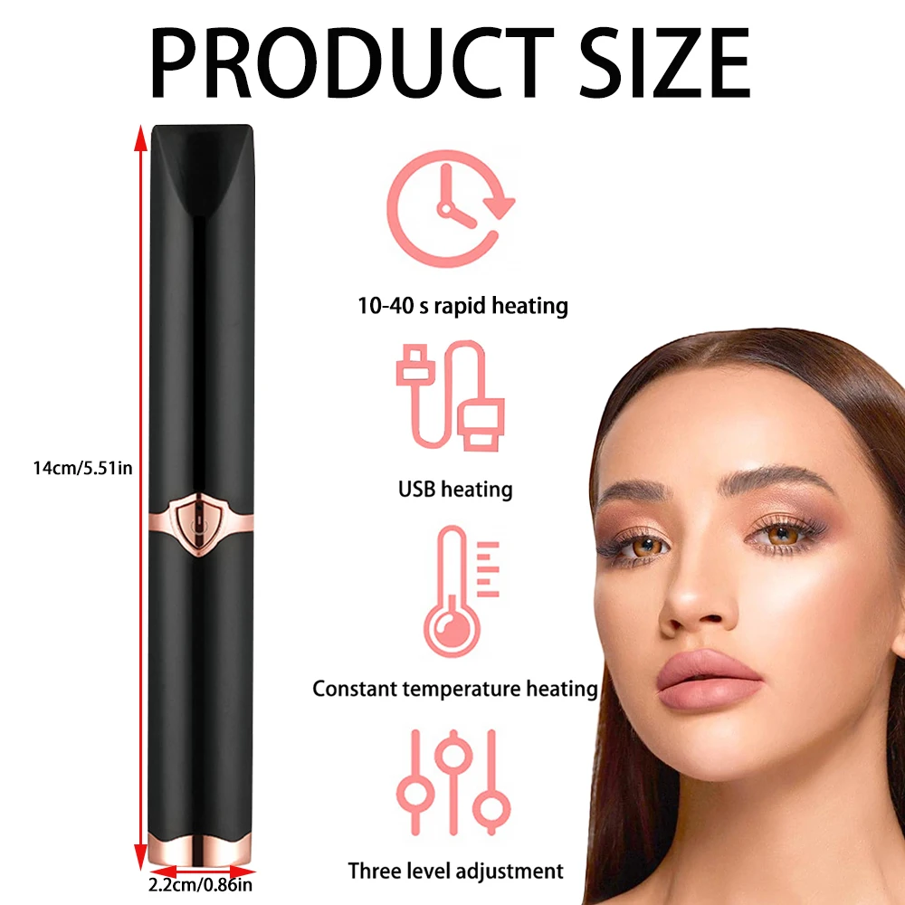 Draagbare verwarmde wimpers Curling 3-temperatuurmodus USB Natuurlijke nepwimpers Curler voor wimpers Make-up gereedschap Accessoires
