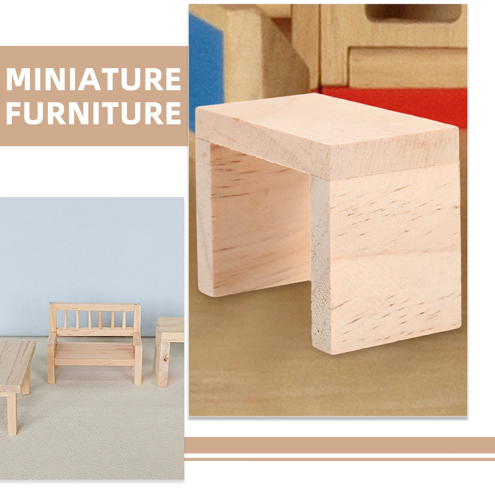 

1Set Mini Table Chair Set Wooden Furniture Lifelike Realistic Safe Long Lasting Detailed Workmanship Lovely Look Delicate Color