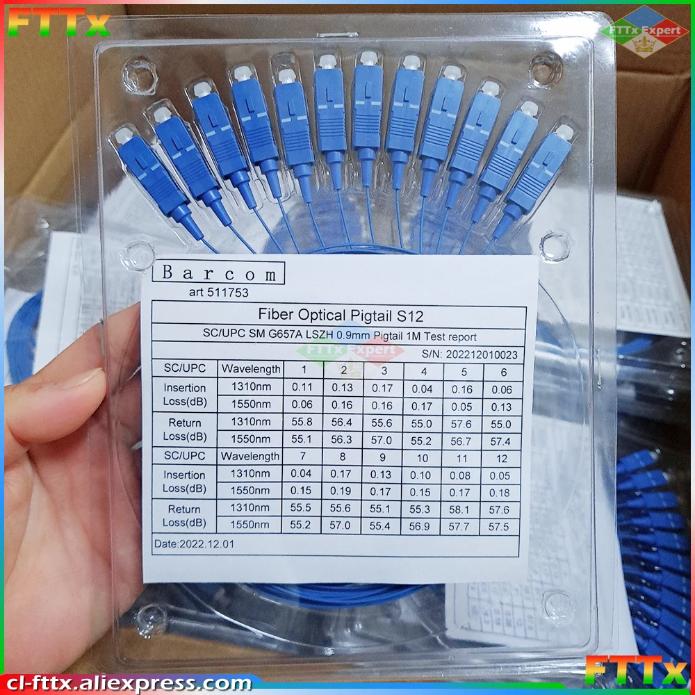 12pcs/box SC UPC Singlemode pigtail cable G657A Simplex 9/125 Single Mode Fiber Optic Pigtail