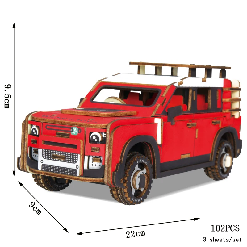 New Suv Thunder Car Puzzle 3D Wooden Jigsaw Double-Decker Bus Model DIY Educational Toys For Children Boys Kids Gift