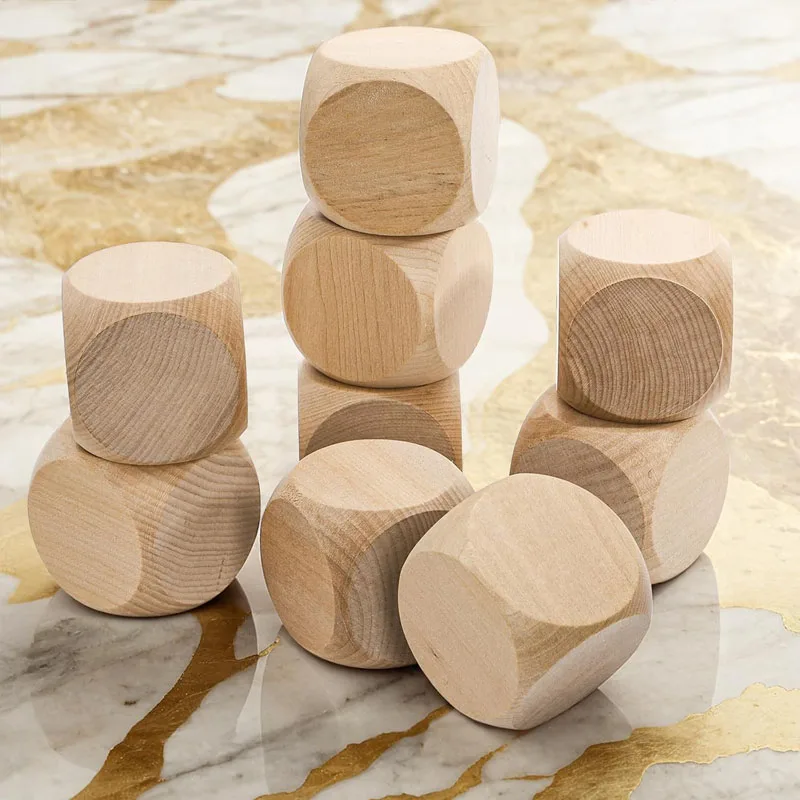 Blank Wooden Dice 3cm 5cm Smooth Rounded Edges DIY Unpainted Educational Wood for Board Games Teenager Crafts Party Favors
