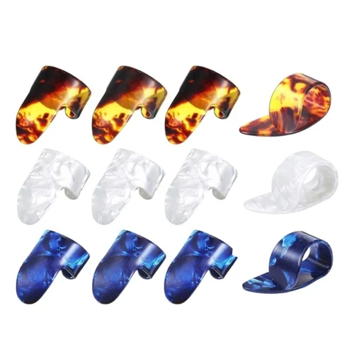 12 Uds. De púas de dedo para guitarra, púas de pulgar y dedo de repuesto, palillos planos para guitarra acústica, bajo, Banjos, fáciles de usar