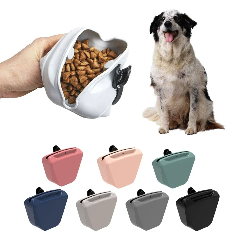 Portable Dog Silicone Treat Bag with Waist Clip Puppy Reward Training Waist Bags for Outdoor Walking Travel Pet Products