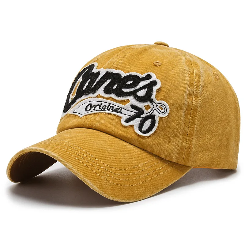 Gewaschene Vintage-Baseballmützen für Herren und Damen im Frühling und Sommer mit gestickten Buchstaben und Zahlen, gebogene Entenschnabelmützen