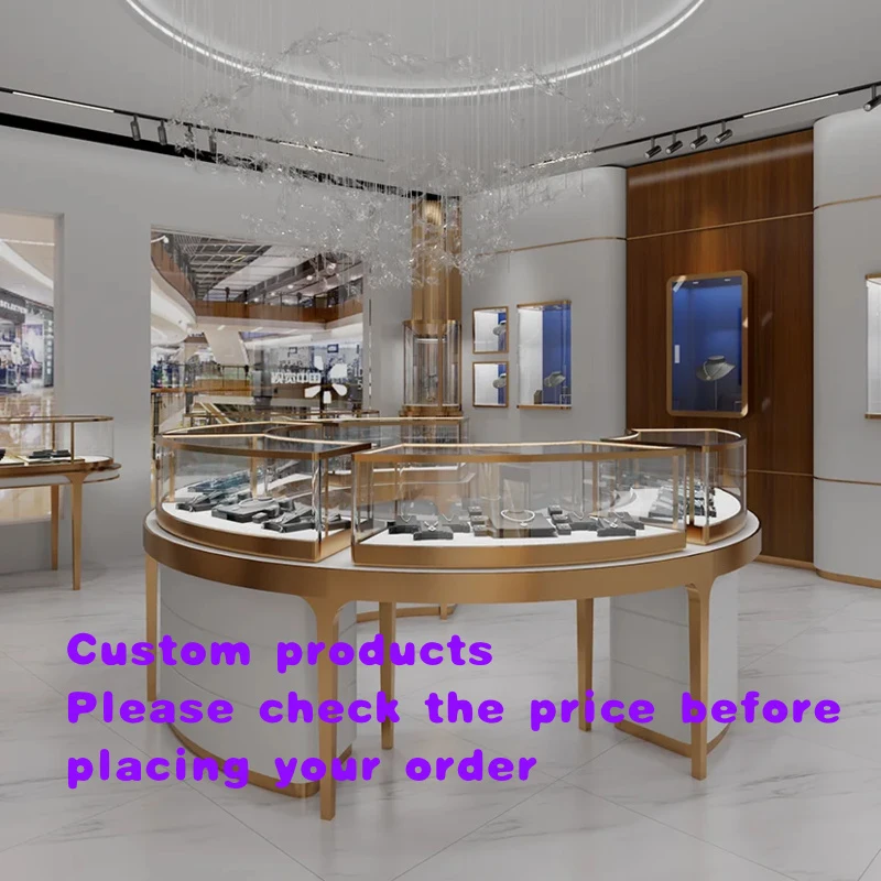 

custom.Professional Luxury LED Lit Jewelry Display with Tempered Glass Jade & Gemstone