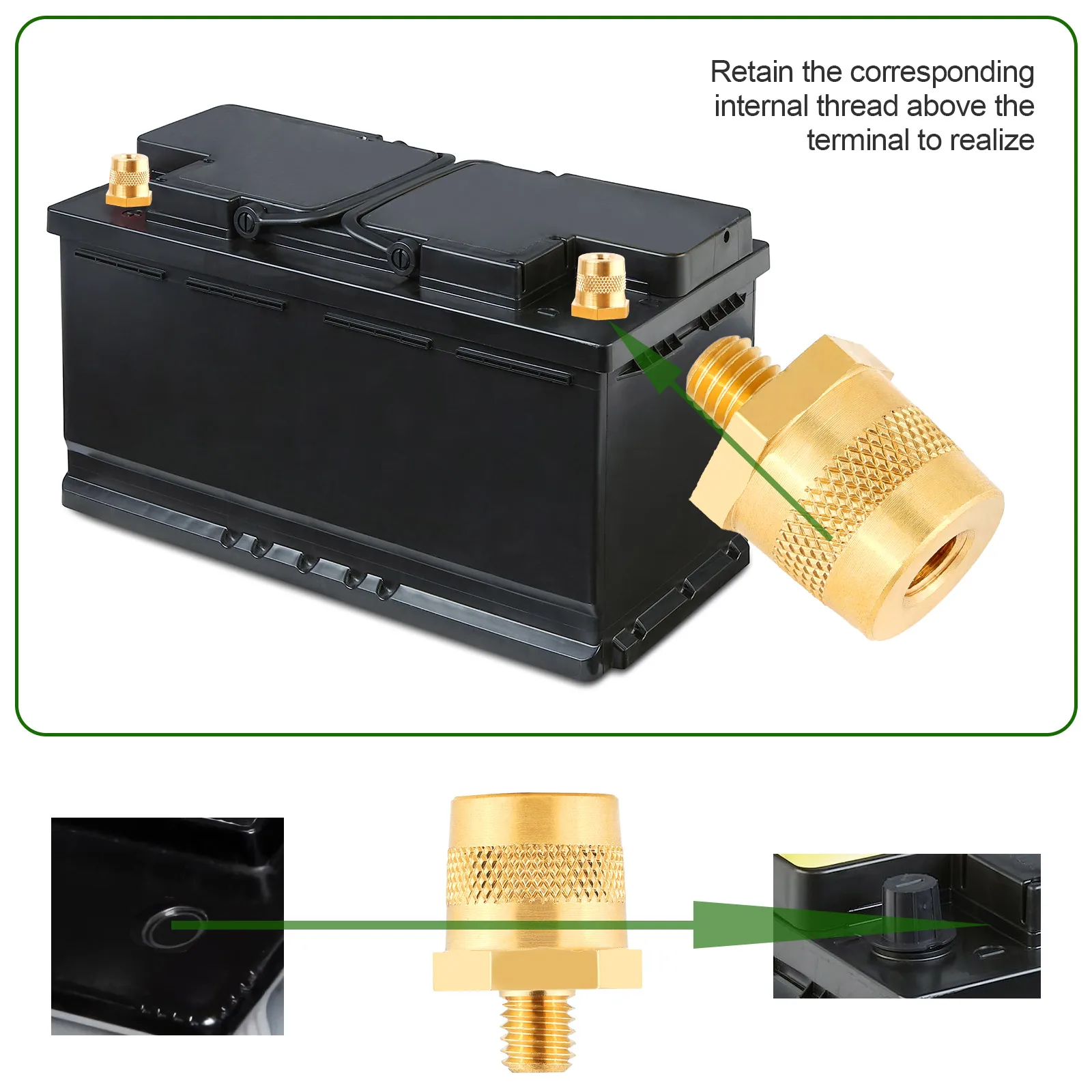 1 pasang pasangan adaptor tiang baterai negatif positif Terminal POS baterai dengan ulir jantan M8 adaptor Terminal konektor kuningan