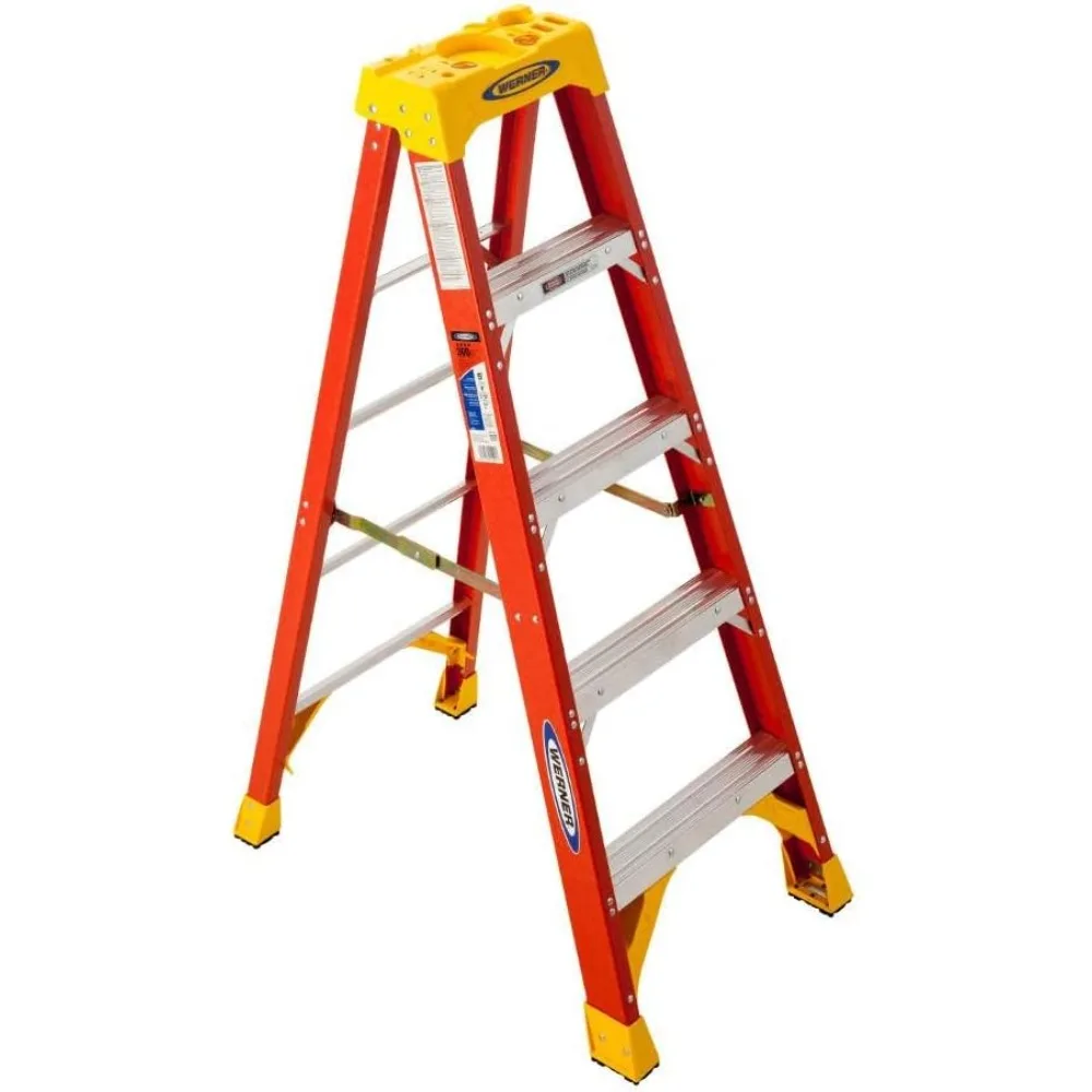 

6205 5-Ft Fiberglass Type 1A-300 Lbs. Capacity Step Ladder, No Size, Orange,folding ladder,21.8"W x 62"H, Anti Slip, Heavy Duty