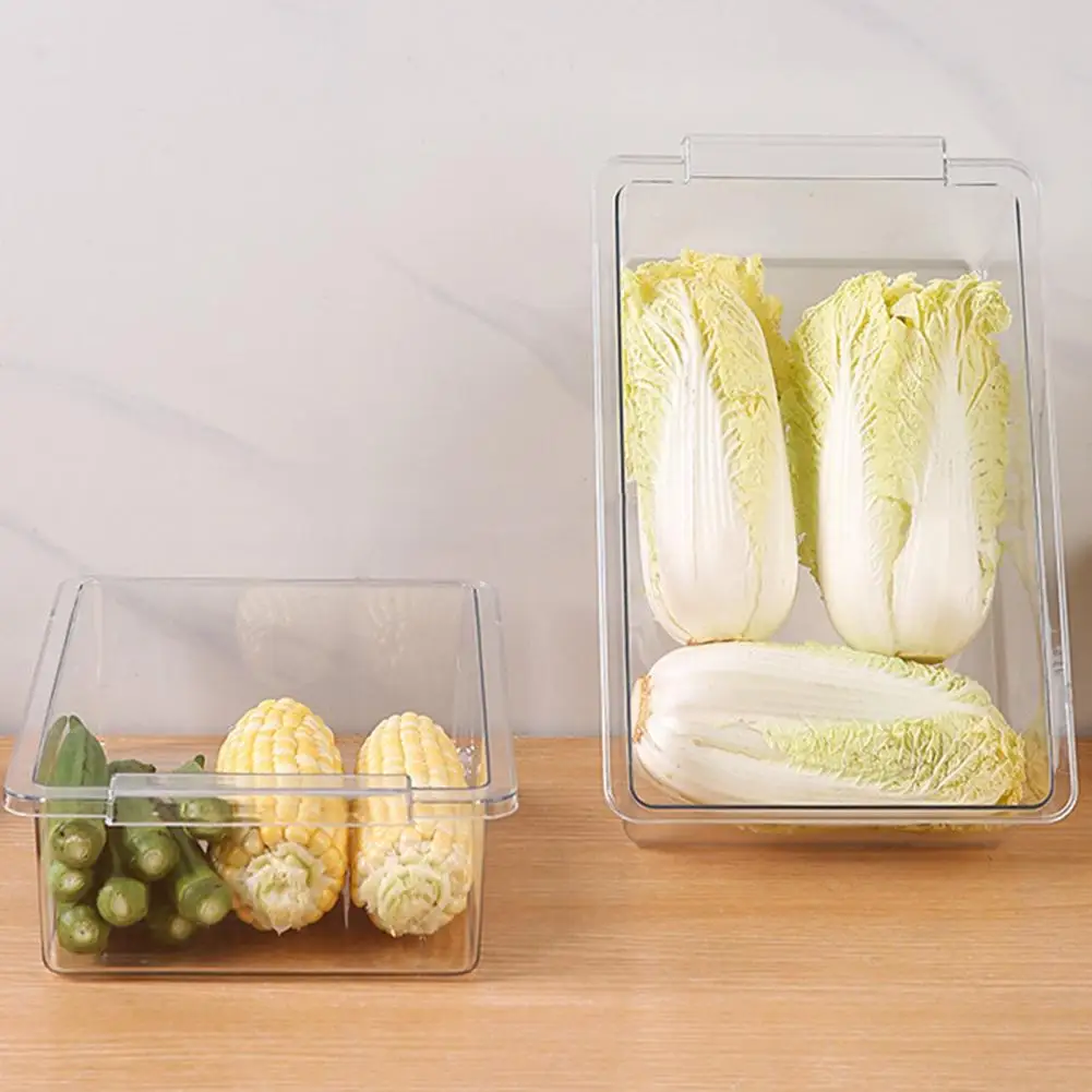 Ausziehbare Kühlschrank-Schubladen-Organizer, Aufbewahrungsbox für Lebensmittel, Aufbewahrungsbox mit großer Kapazität, transparenter Kühlschrank-Aufbewahrungsschubladenbehälter