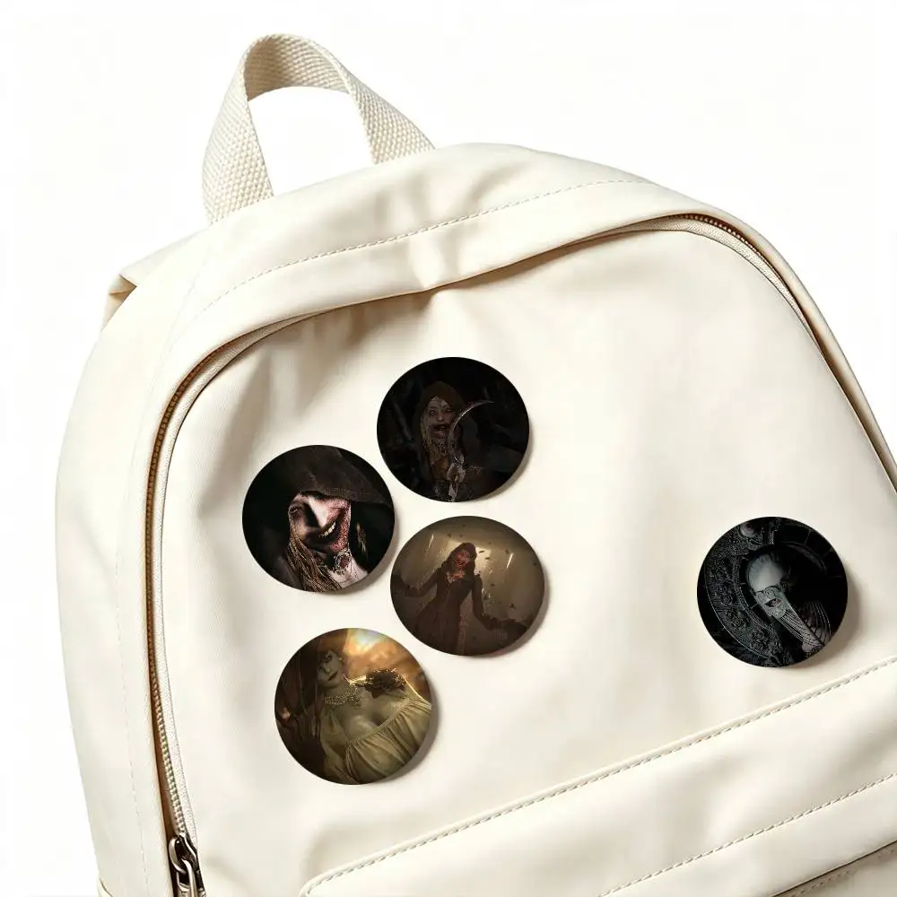 R-Resident Evil Village Horror Game 25mm 32mm 44mm 58mm 75mm Brooches Badges Pins for Accessories Gift