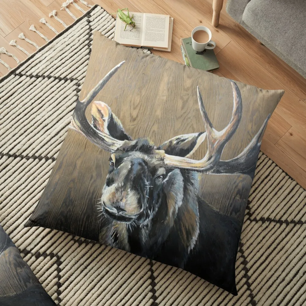 

Alaskan Moose Wood Floor Pillow Sofa Decorative Covers