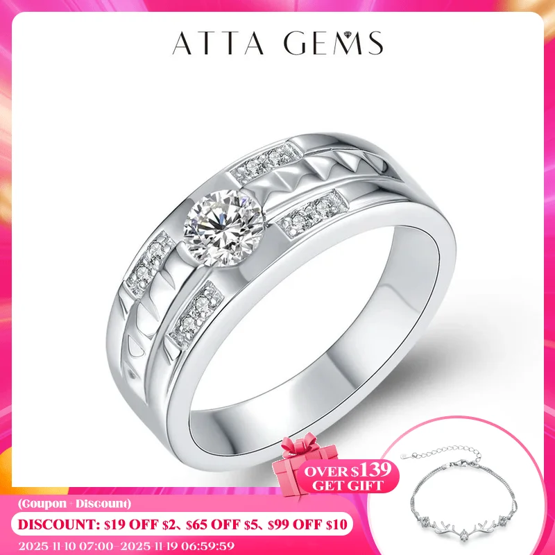 

Мужское кольцо из серебра 925 пробы с муассанитом карата