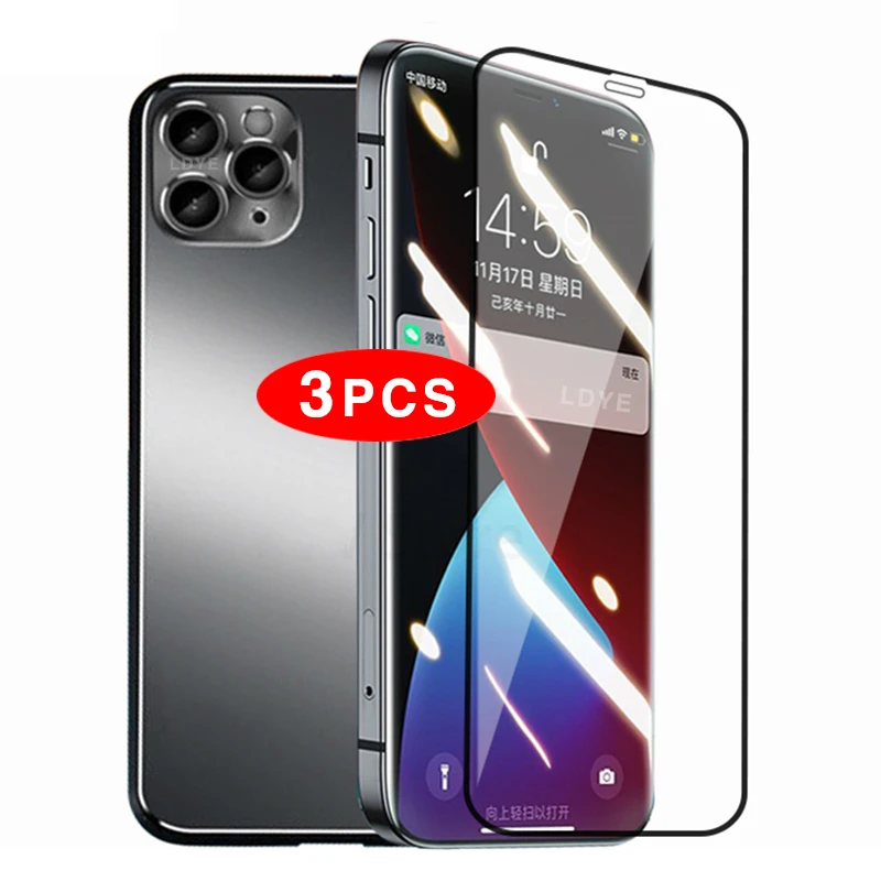 

3pcs Full Cover Screen Protector For iPhone 14 13 12 11 Pro Max X XR XS MAX Tempered Glass Protective Film