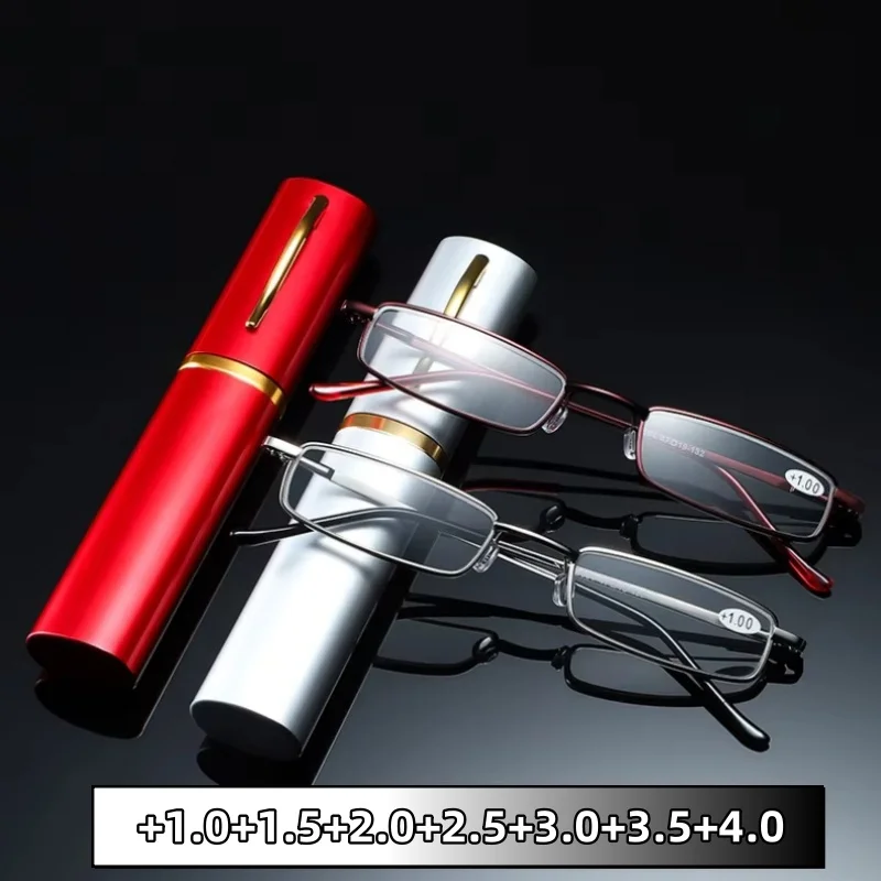 

New Man Portable Reading Glasses Ultra Light Fashion HD Eyewear Classic Anti Blue Light Pencil Case for Glasses Protect Our Eyes