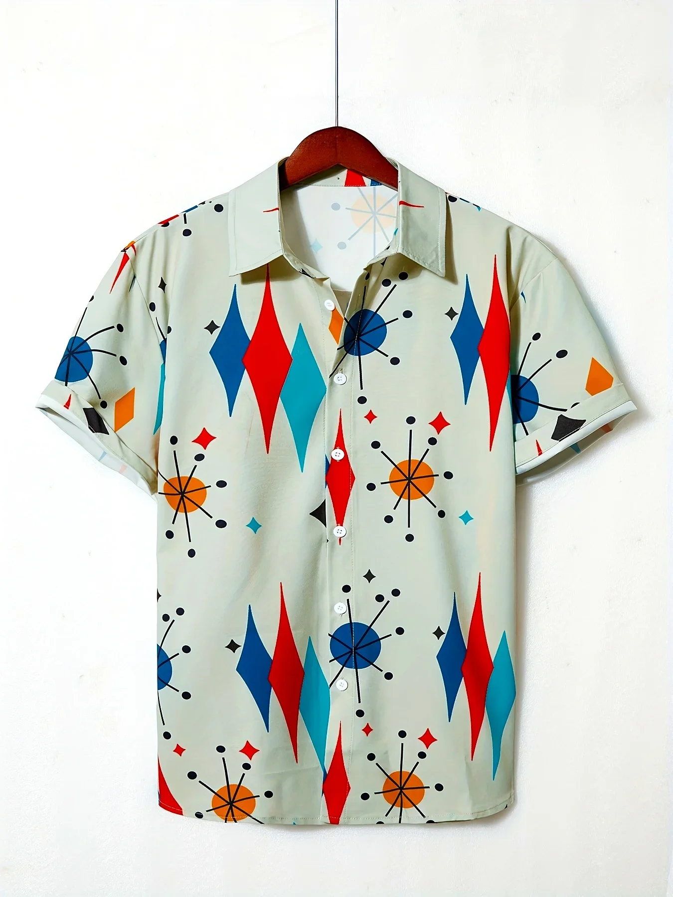 Breathable Lightweight Resort Shirt Multi Style Marine Sail & Helm Graphic Print Men Travel Button Blouse