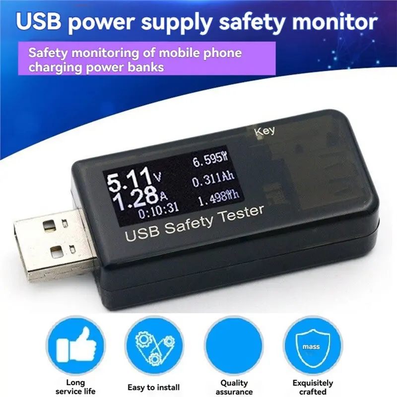 USB Current Voltage Meter USB Security Tester Capacitance And Power Testing Mobile Phone Charger Safety Monitor
