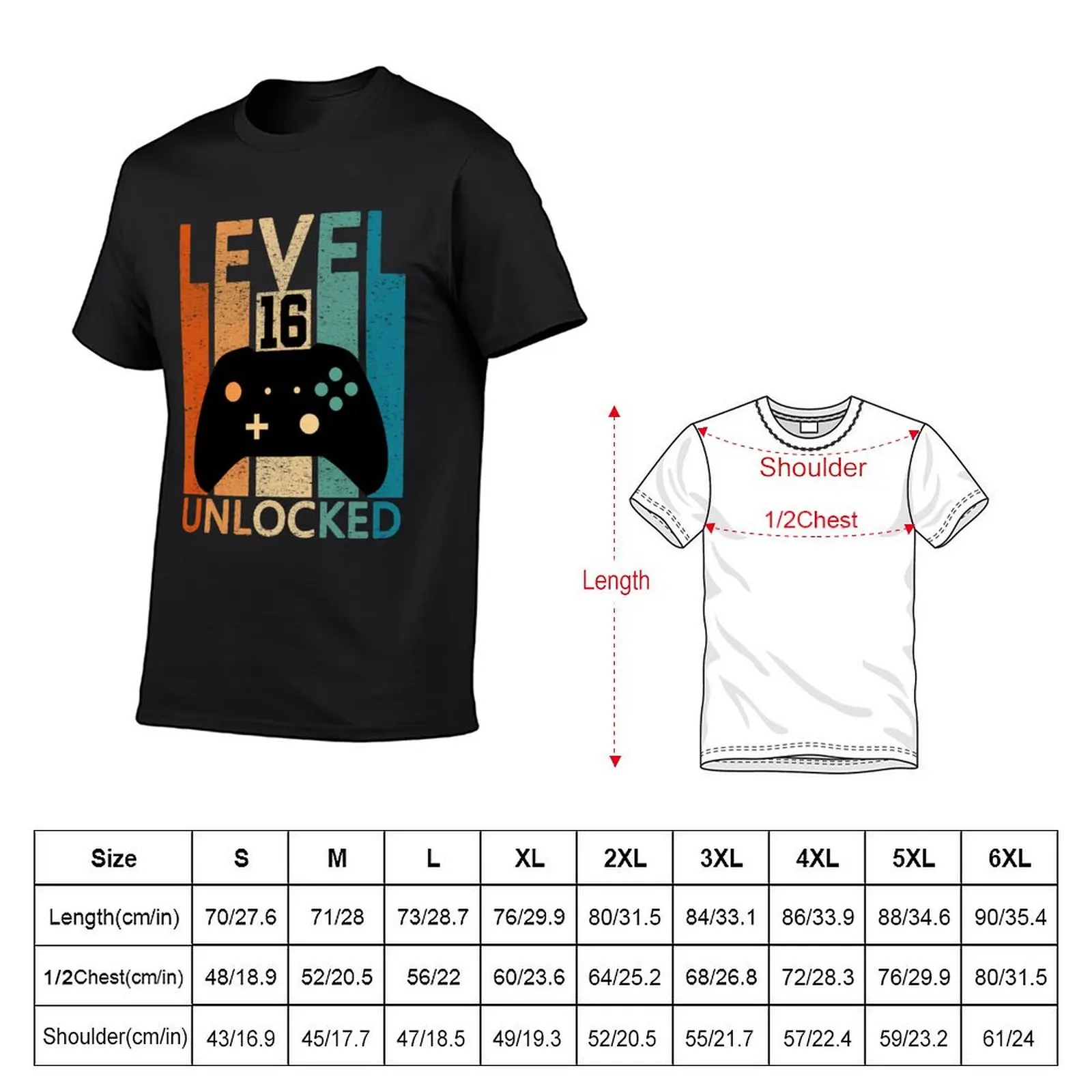 Level 16 unlocked funny 16th birthday gamer gift T-Shirt plus size tops cute tops oversizeds t shirt men