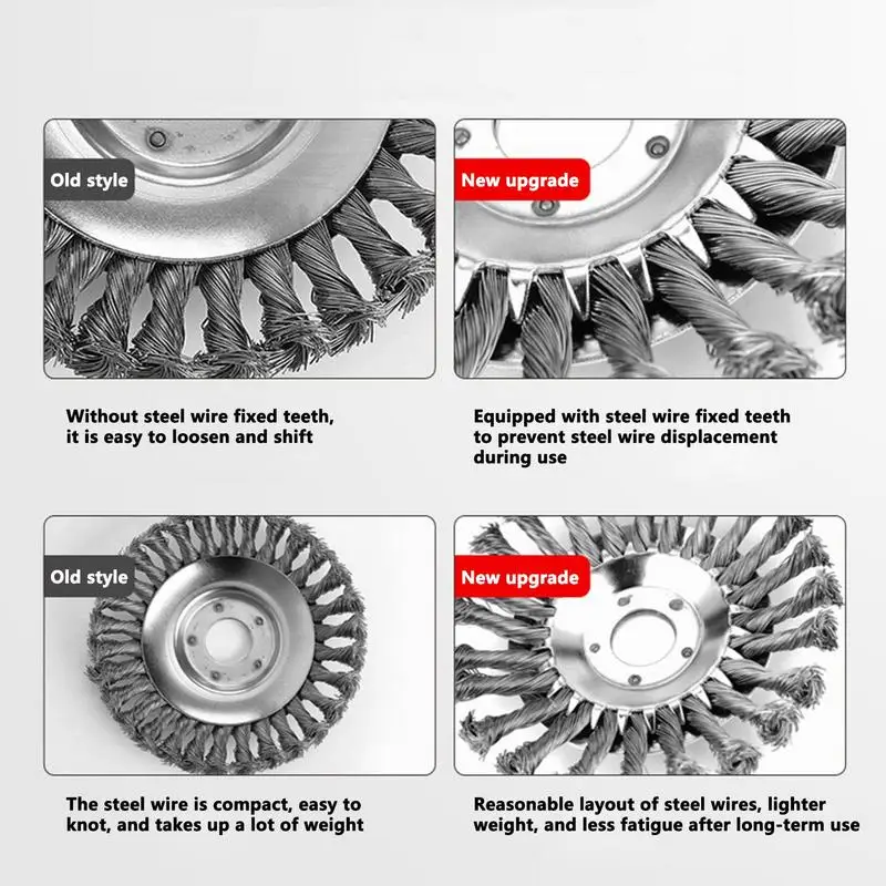 شفرة تشذيب سلكية غير قابلة للكسر ، جزازة عشب غير قابلة للكسر ، رأس شفرة 6 في قاطع أسلاك الفولاذ ، مزيل الأعشاب ، فرشاة أعشاب دوارة