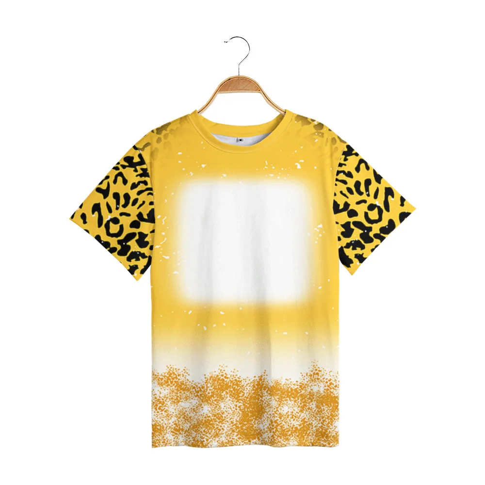 Heat Sublimation Spotted Tie-dye Summer Adult Short Sleeve Unisex Thermal Transfer Polyester Blank Round Neck T-shirt For Kids