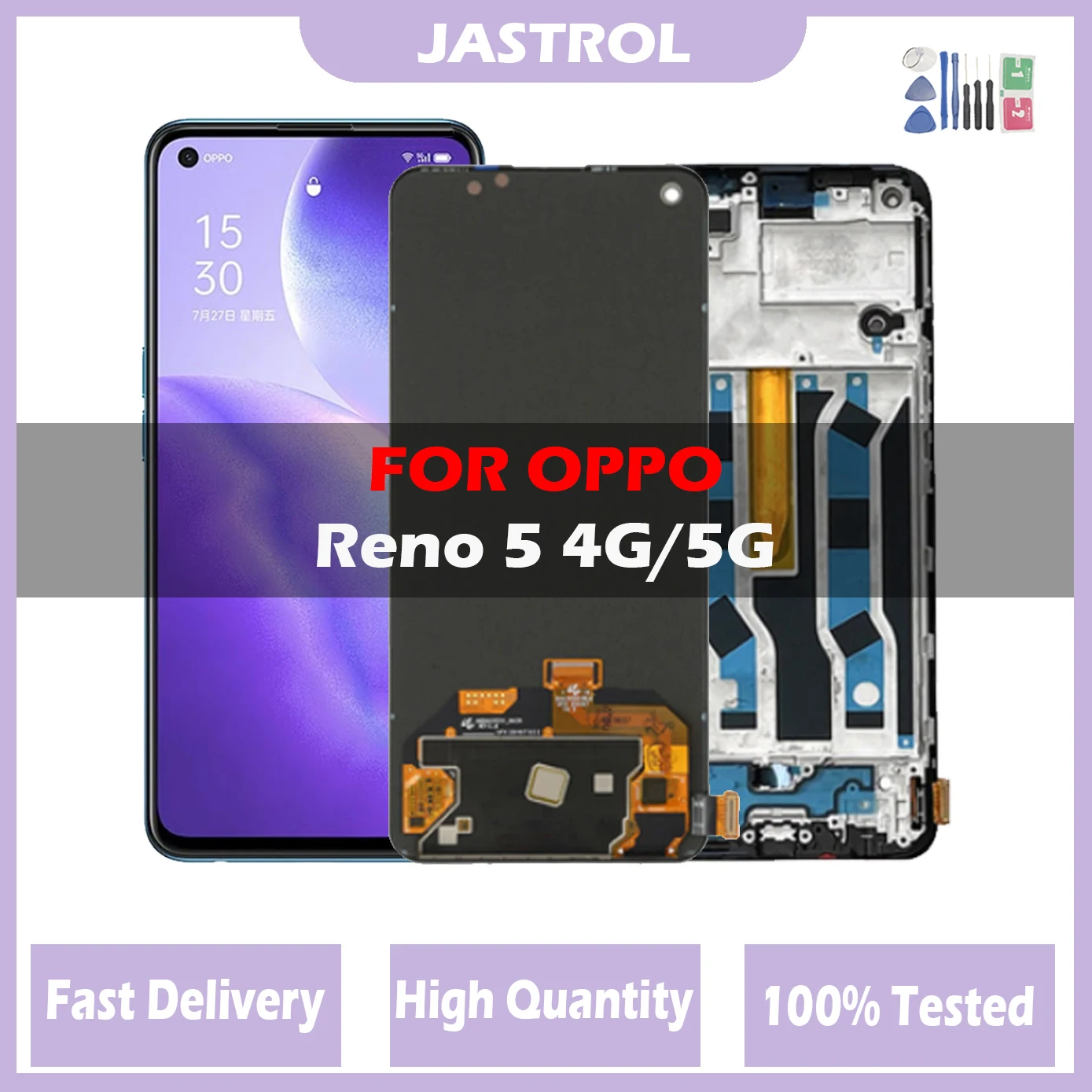 

6.4" Original Amoled LCD For Oppo Reno5 4G CPH2159 Reno 5 5G CPH2145 LCD Display Touch Screen Digitizer Assembly Replacement