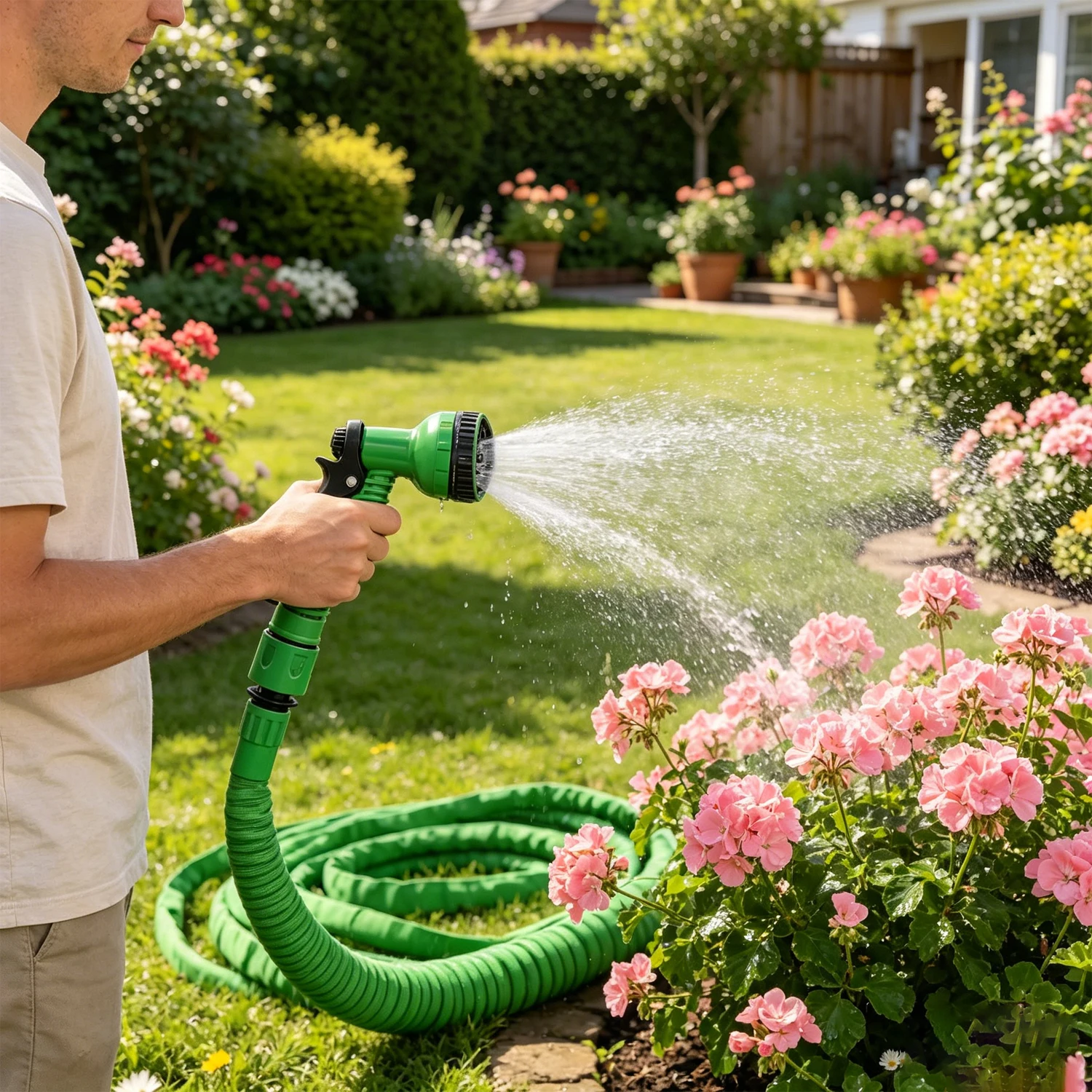 50FT Outdoor Garden Hose, Durable Garden Hose, anti Twist Garden Hose, lightweight and Flexible Hose, anti Twist universal Joint, Suitable for Gardening, Car Washing and Outdoor Activities 100FT/50FT